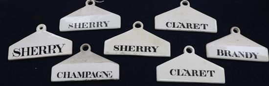 Six 19th century Minton creamware bin labels,